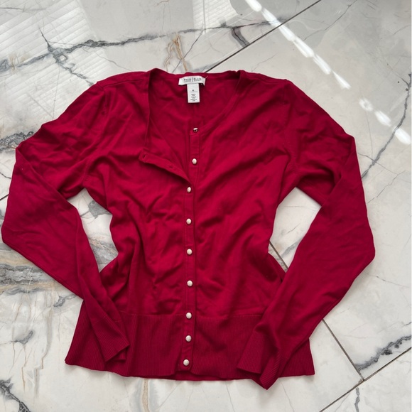 White House Black Market Sweaters - White House Black Market Crimson Hot Bright Pinkish Red Cardigan Medium
